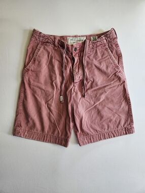 Y2k 2010s Abercrombie & Fitch Long Preppy Baggy Shorts Thick Cotton Sz 36